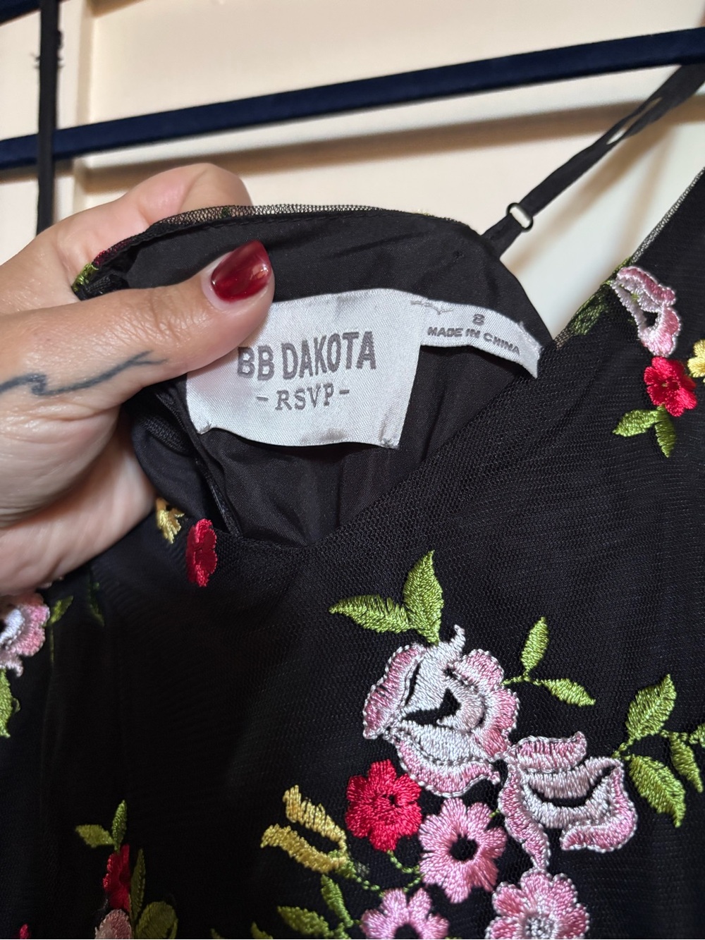 BB Dakota Black Floral Cold-Shoulder Mini Dress - Picture 3 of 5